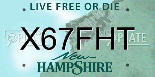 X67FHT New Hampshire License Plate