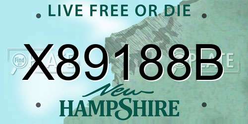X89188B New Hampshire License Plate