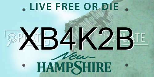XB4K2B New Hampshire License Plate