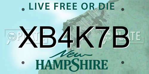 XB4K7B New Hampshire License Plate