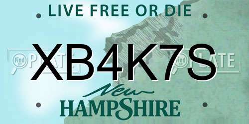 XB4K7S New Hampshire License Plate
