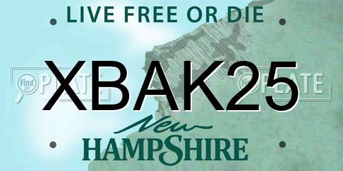 XBAK25 New Hampshire License Plate