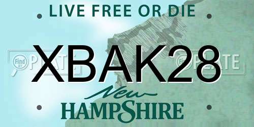 XBAK28 New Hampshire License Plate