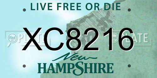 XC8216 New Hampshire License Plate