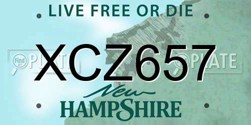 XCZ657 New Hampshire License Plate