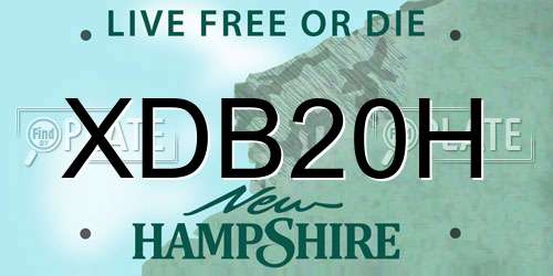 XDB20H New Hampshire License Plate