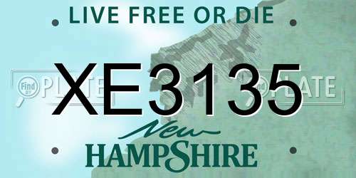 XE3135 New Hampshire License Plate