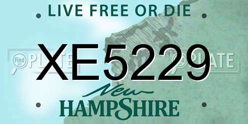 XE5229 New Hampshire License Plate