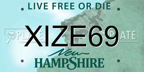 XIZE69 New Hampshire License Plate