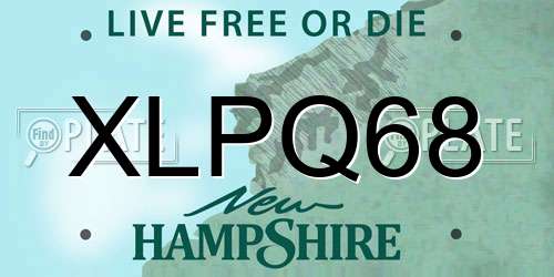 XLPQ68 New Hampshire License Plate
