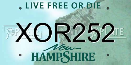 XOR252 New Hampshire License Plate
