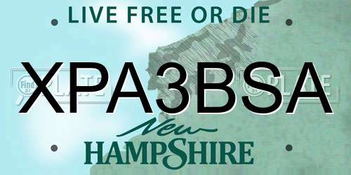 XPA3BSA New Hampshire License Plate