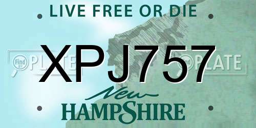 XPJ757 New Hampshire License Plate