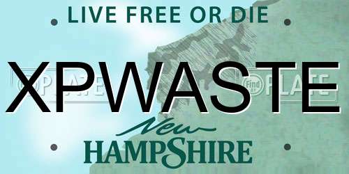 XPWASTE New Hampshire License Plate