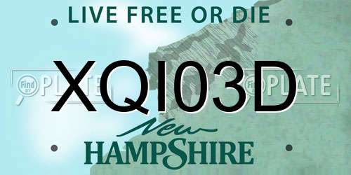 XQI03D New Hampshire License Plate