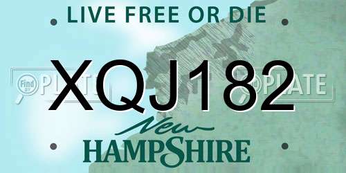 XQJ182 New Hampshire License Plate