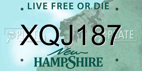 XQJ187 New Hampshire License Plate