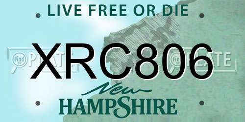 XRC806 New Hampshire License Plate