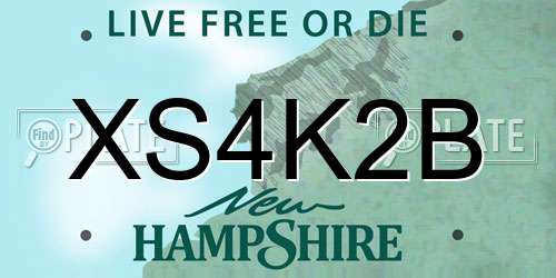 XS4K2B New Hampshire License Plate