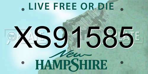 XS91585 New Hampshire License Plate