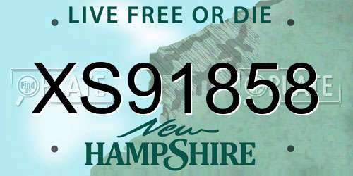 XS91858 New Hampshire License Plate