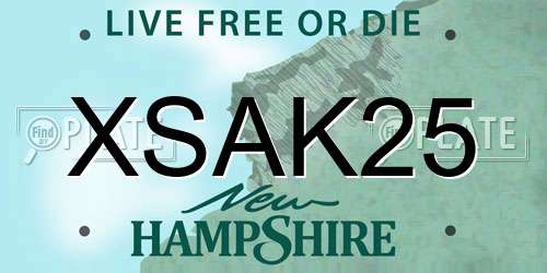 XSAK25 New Hampshire License Plate