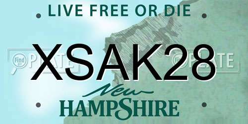 XSAK28 New Hampshire License Plate
