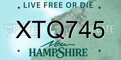 XTQ745 New Hampshire License Plate