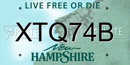XTQ74B New Hampshire License Plate