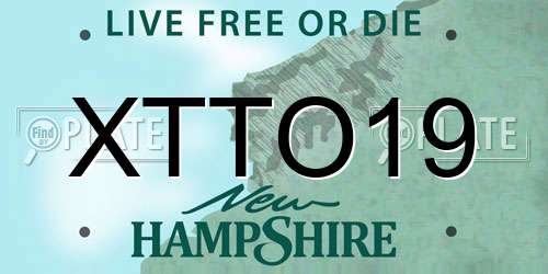 XTTO19 New Hampshire License Plate