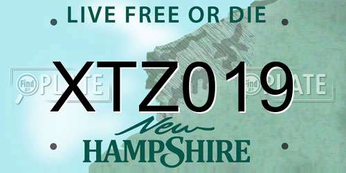 XTZ019 New Hampshire License Plate