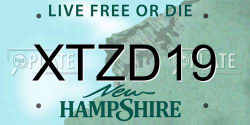 XTZD19 New Hampshire License Plate