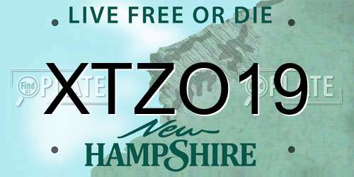 XTZO19 New Hampshire License Plate