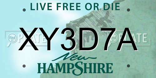 XY3D7A New Hampshire License Plate