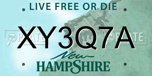 XY3Q7A New Hampshire License Plate