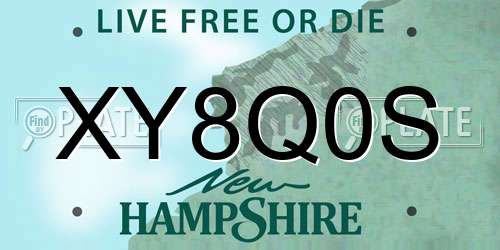 XY8Q0S New Hampshire License Plate
