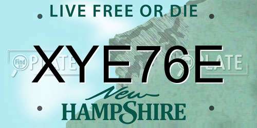 XYE76E New Hampshire License Plate