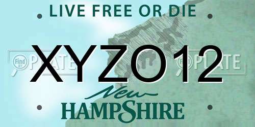 XYZO12 New Hampshire License Plate