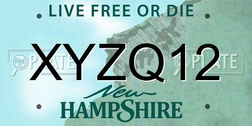 XYZQ12 New Hampshire License Plate