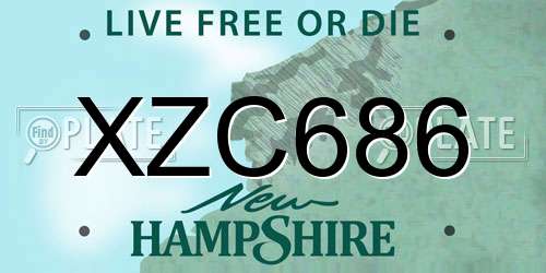 XZC686 New Hampshire License Plate
