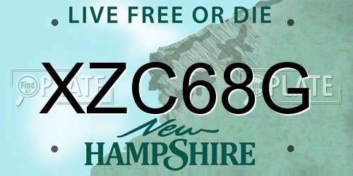 XZC68G New Hampshire License Plate