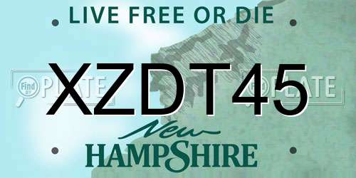 XZDT45 New Hampshire License Plate