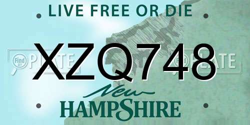 XZQ748 New Hampshire License Plate