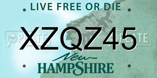 XZQZ45 New Hampshire License Plate