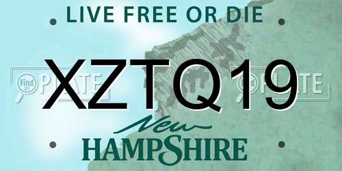 XZTQ19 New Hampshire License Plate