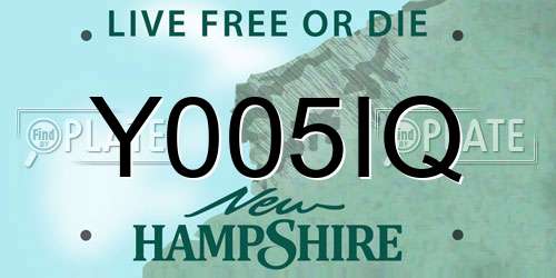 Y005IQ New Hampshire License Plate