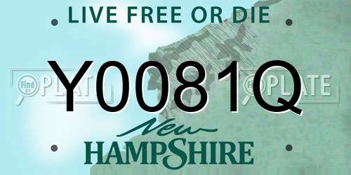 Y0081Q New Hampshire License Plate