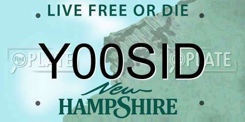 Y00SID New Hampshire License Plate