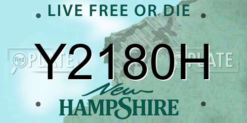 Y2180H New Hampshire License Plate