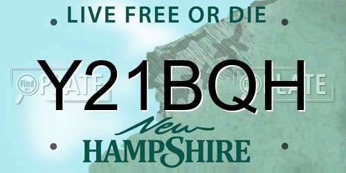 Y21BQH New Hampshire License Plate